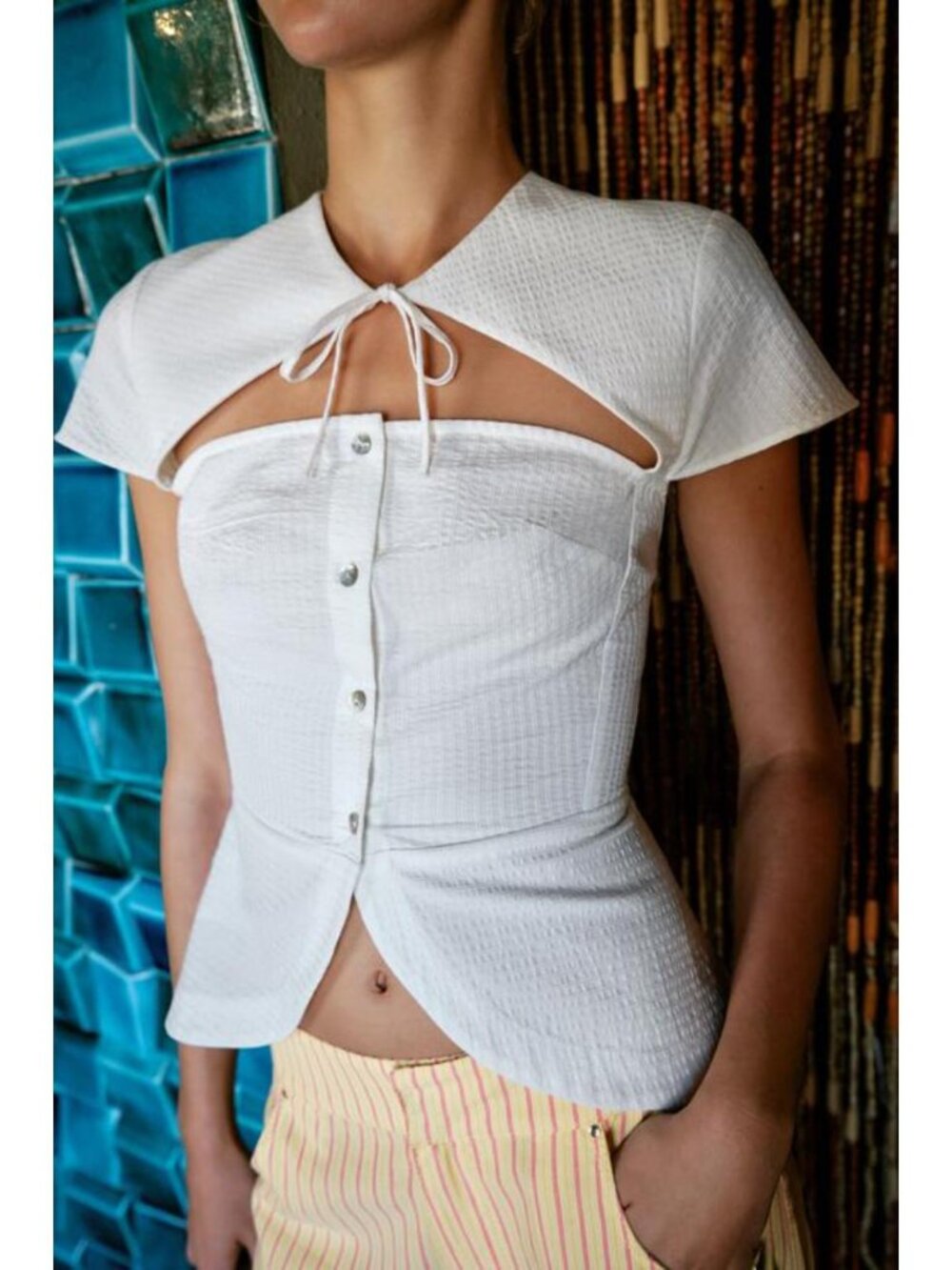 ZARA BOW CUT-OUT TOP